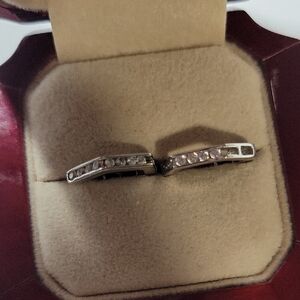 Silver 925 Crystal Bar Hoop Earrings - Women Jewelry